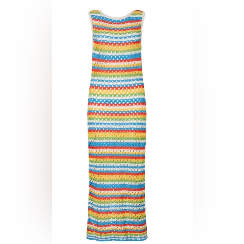 Kitri colorful striped crochet dress or coverup size small trendy tropical dress
